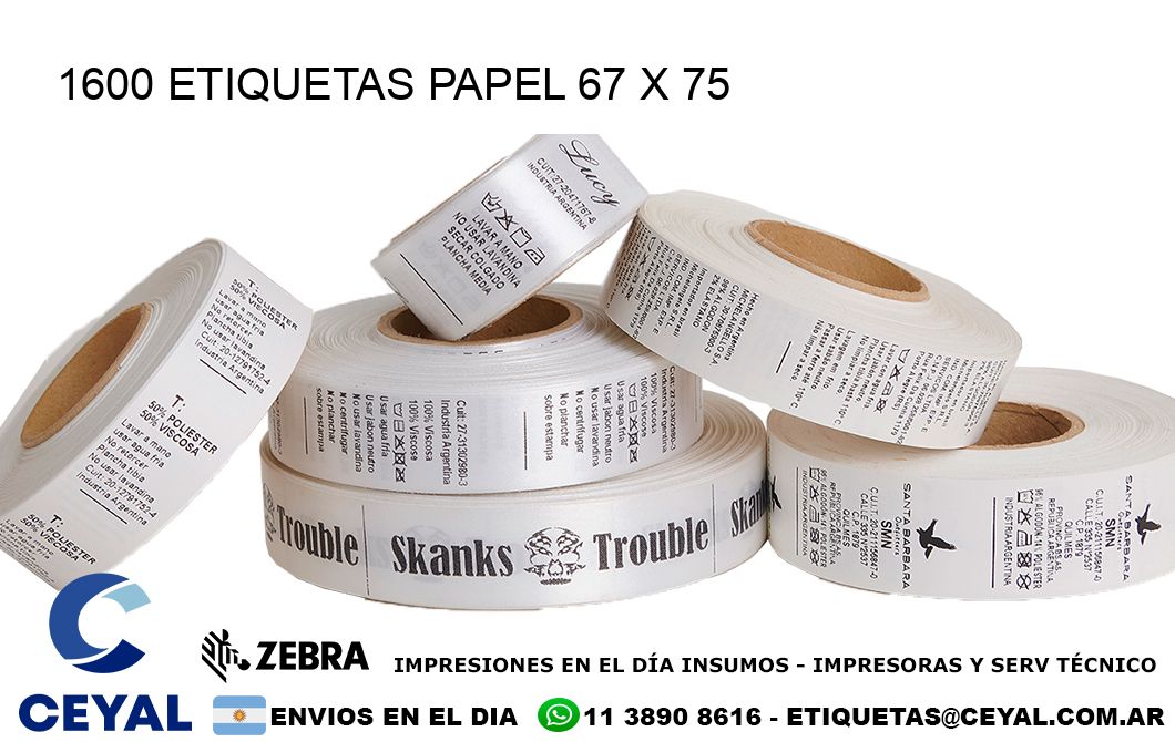1600 ETIQUETAS PAPEL 67 x 75