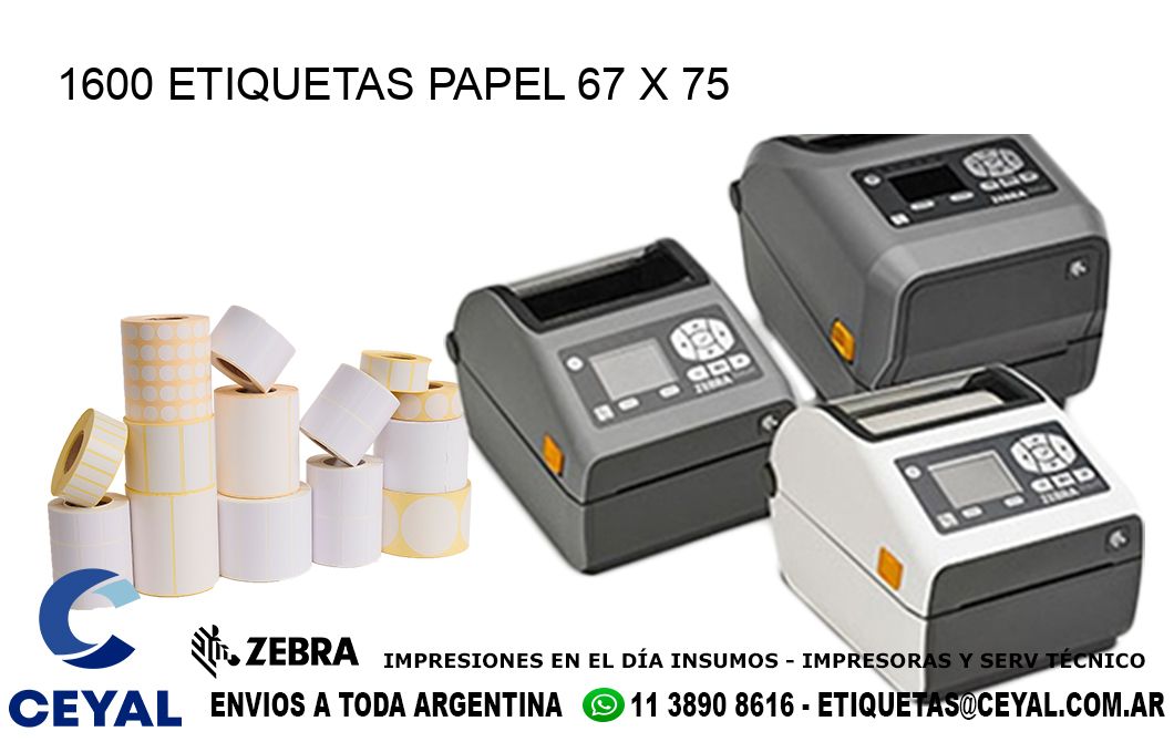 1600 ETIQUETAS PAPEL 67 x 75