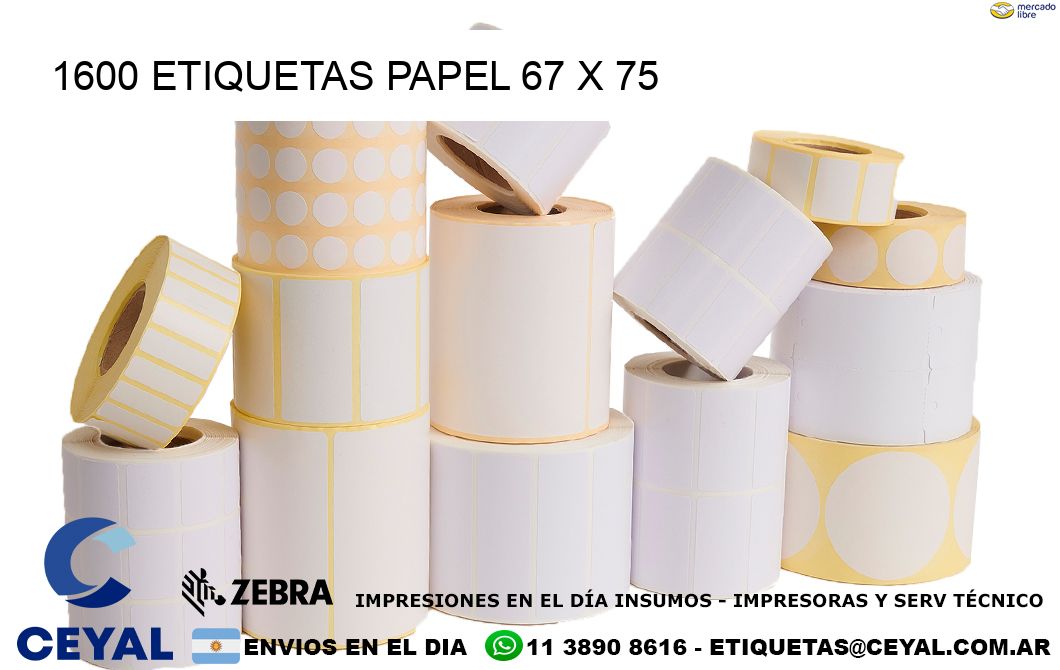 1600 ETIQUETAS PAPEL 67 x 75