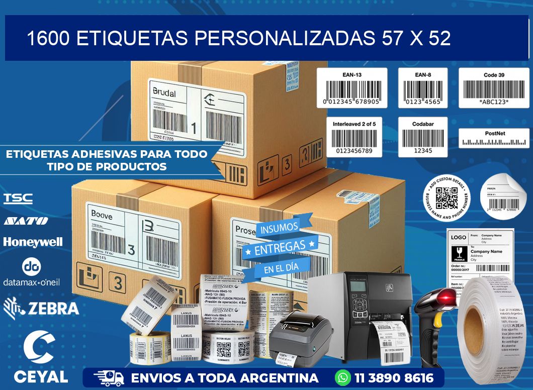 1600 ETIQUETAS PERSONALIZADAS 57 x 52