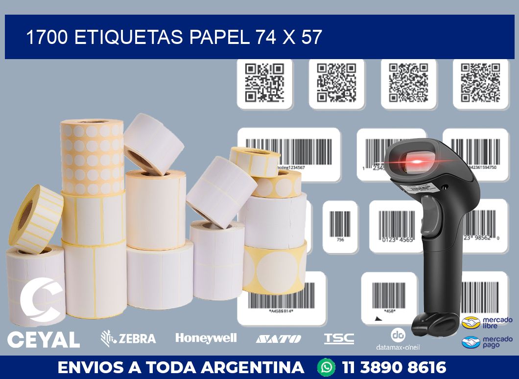 1700 ETIQUETAS PAPEL 74 x 57
