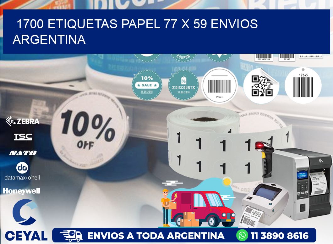 1700 ETIQUETAS PAPEL 77 x 59 ENVIOS ARGENTINA