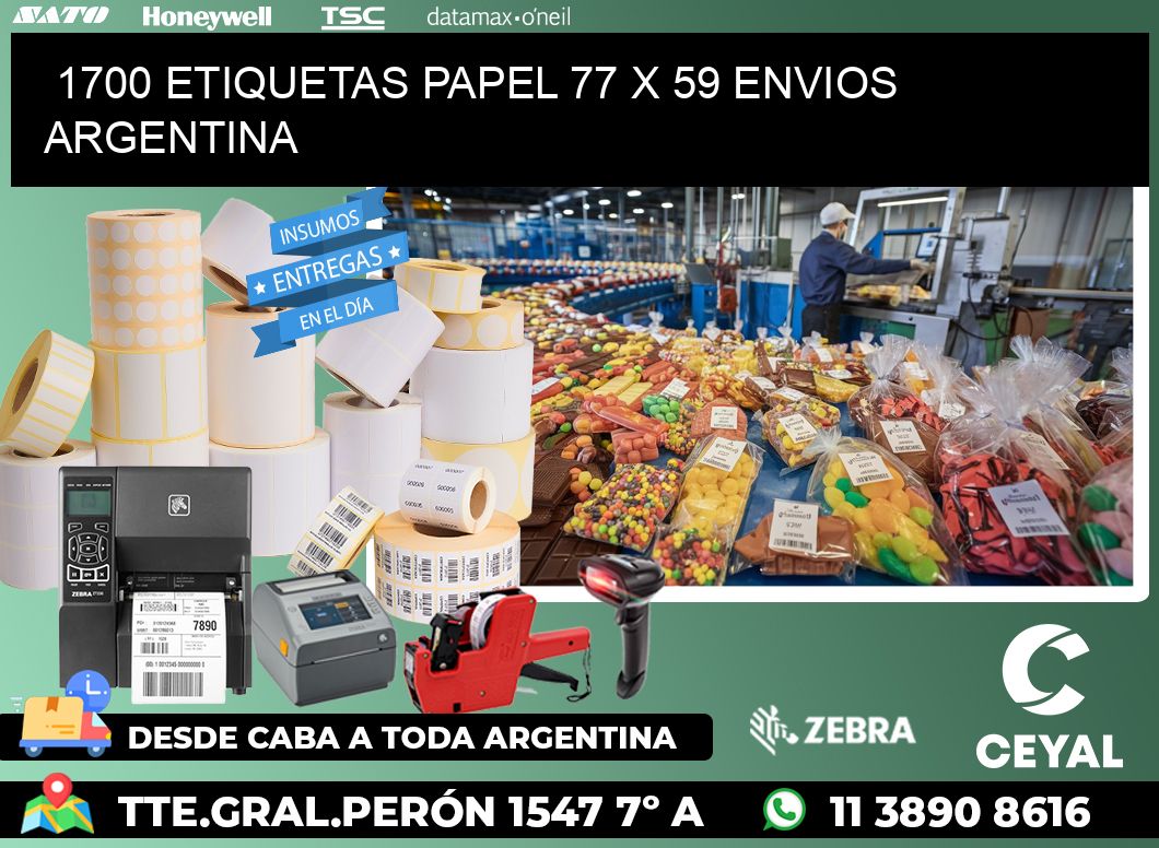 1700 ETIQUETAS PAPEL 77 x 59 ENVIOS ARGENTINA