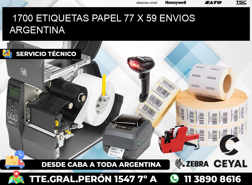 1700 ETIQUETAS PAPEL 77 x 59 ENVIOS ARGENTINA