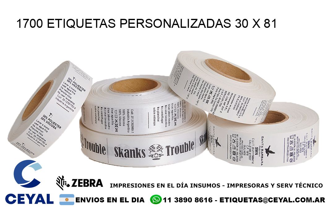 1700 ETIQUETAS PERSONALIZADAS 30 x 81