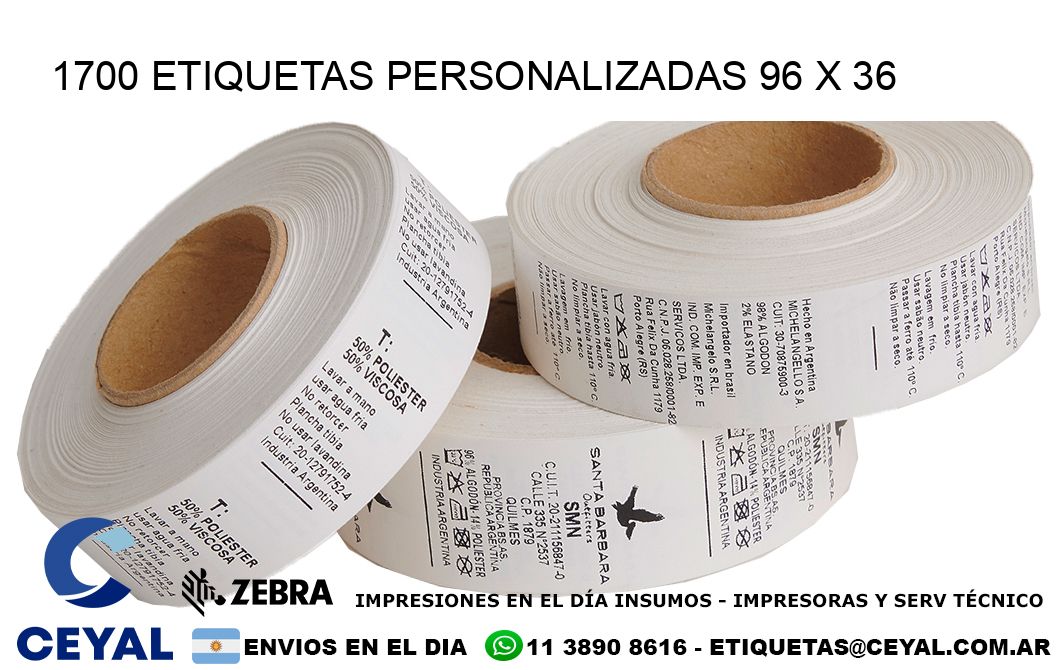 1700 ETIQUETAS PERSONALIZADAS 96 x 36