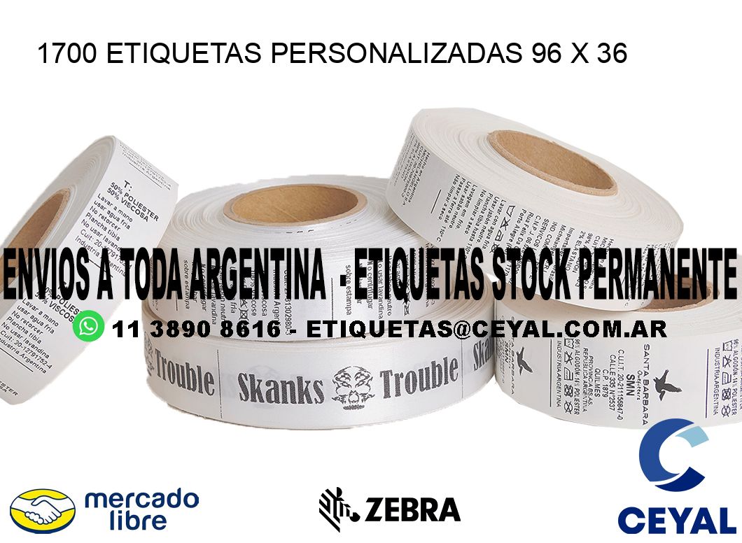 1700 ETIQUETAS PERSONALIZADAS 96 x 36
