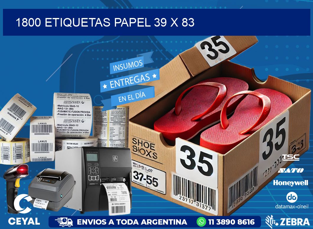 1800 ETIQUETAS PAPEL 39 x 83