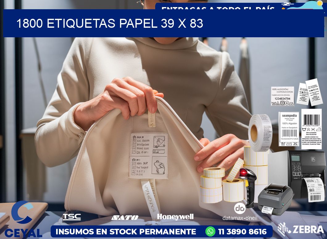 1800 ETIQUETAS PAPEL 39 x 83