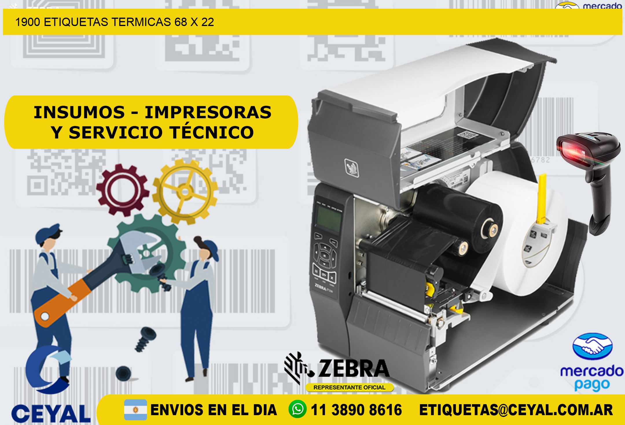 1900 ETIQUETAS TERMICAS 68 x 22
