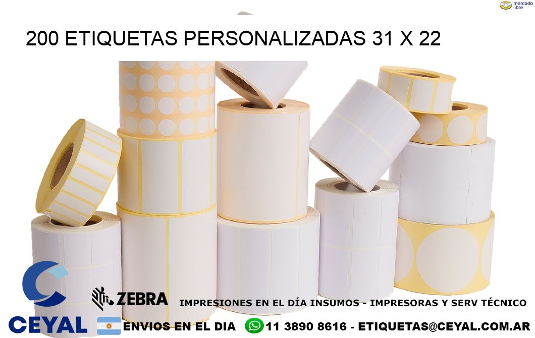 200 ETIQUETAS PERSONALIZADAS 31 x 22