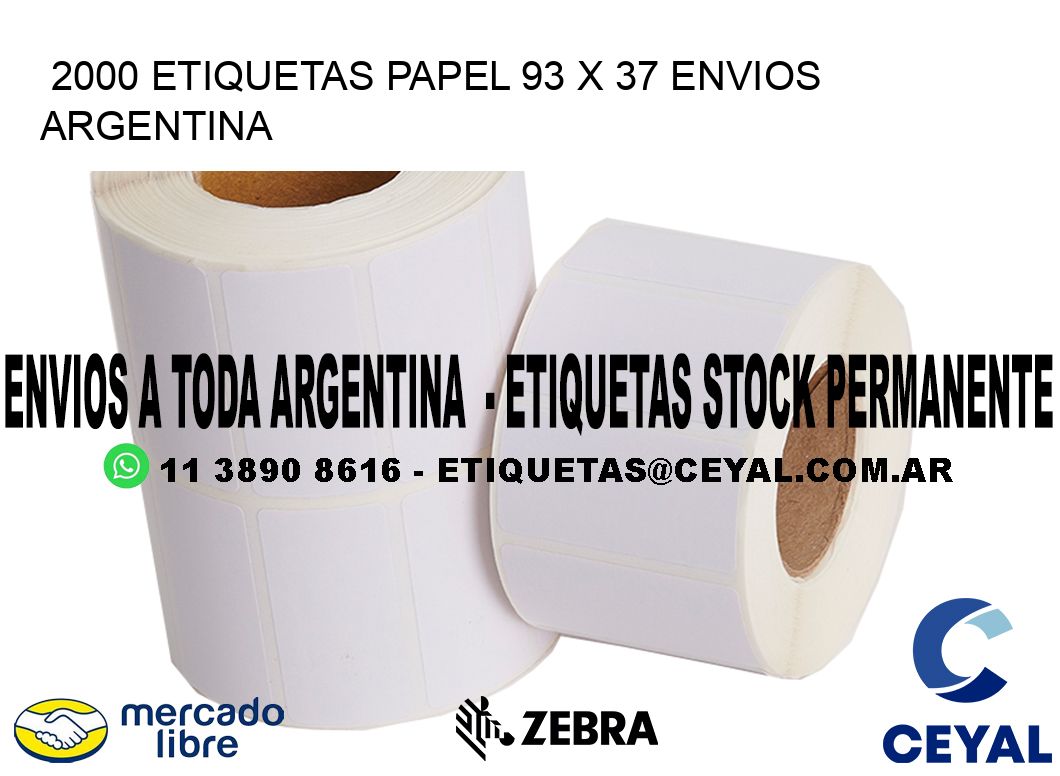 2000 ETIQUETAS PAPEL 93 x 37 ENVIOS ARGENTINA