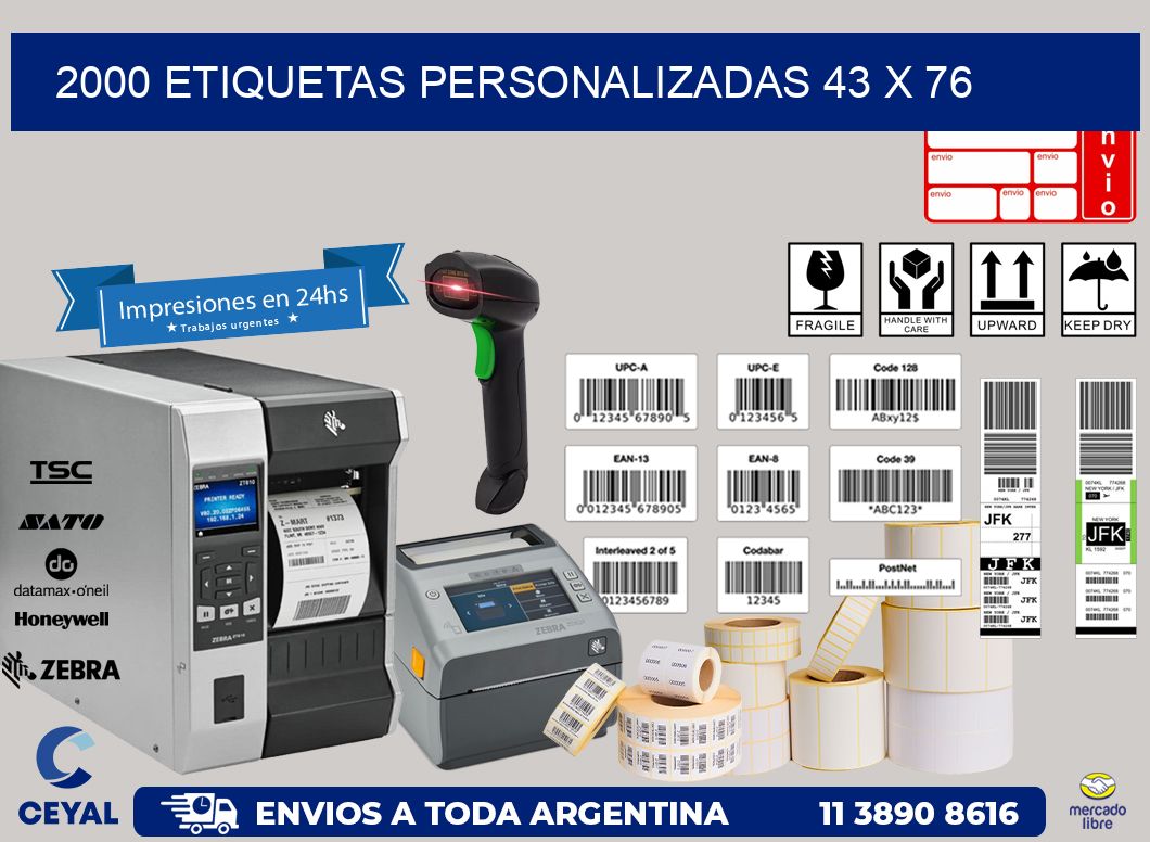 2000 ETIQUETAS PERSONALIZADAS 43 x 76