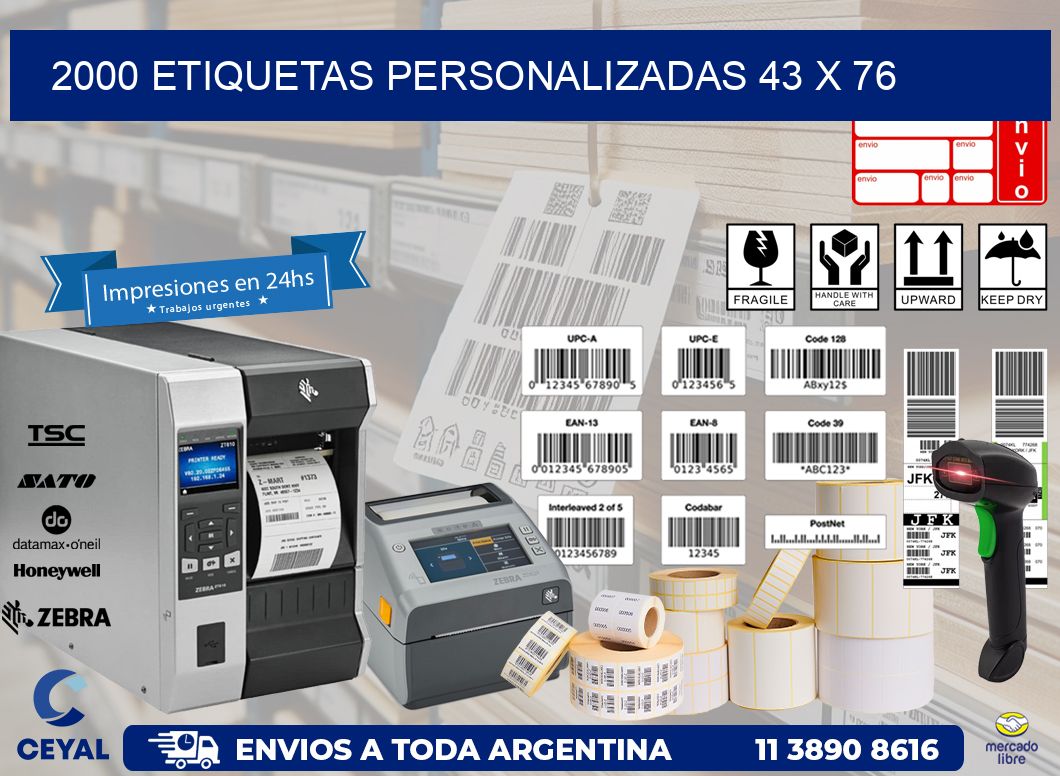 2000 ETIQUETAS PERSONALIZADAS 43 x 76