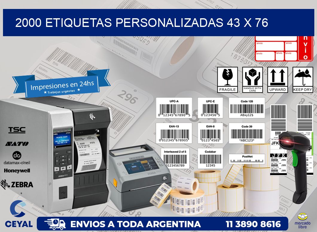 2000 ETIQUETAS PERSONALIZADAS 43 x 76