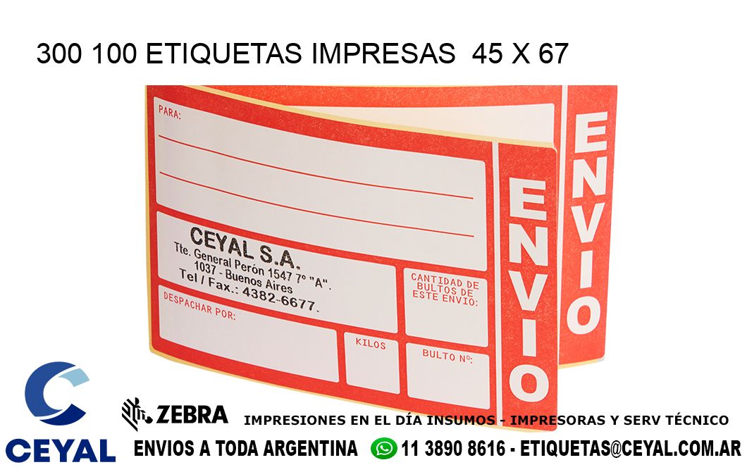 300 100 ETIQUETAS IMPRESAS  45 x 67