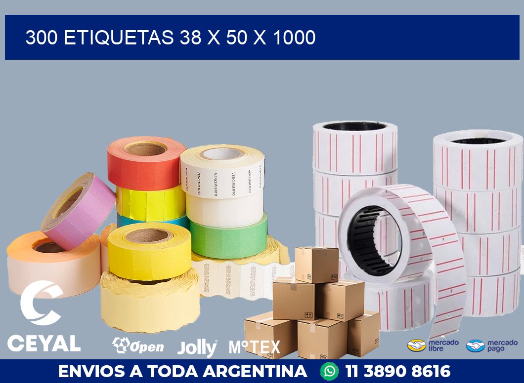 300 ETIQUETAS 38 x 50 x 1000