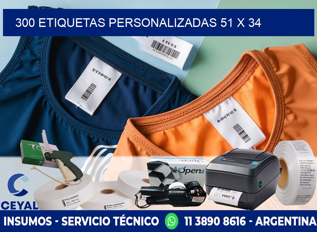 300 ETIQUETAS PERSONALIZADAS 51 x 34