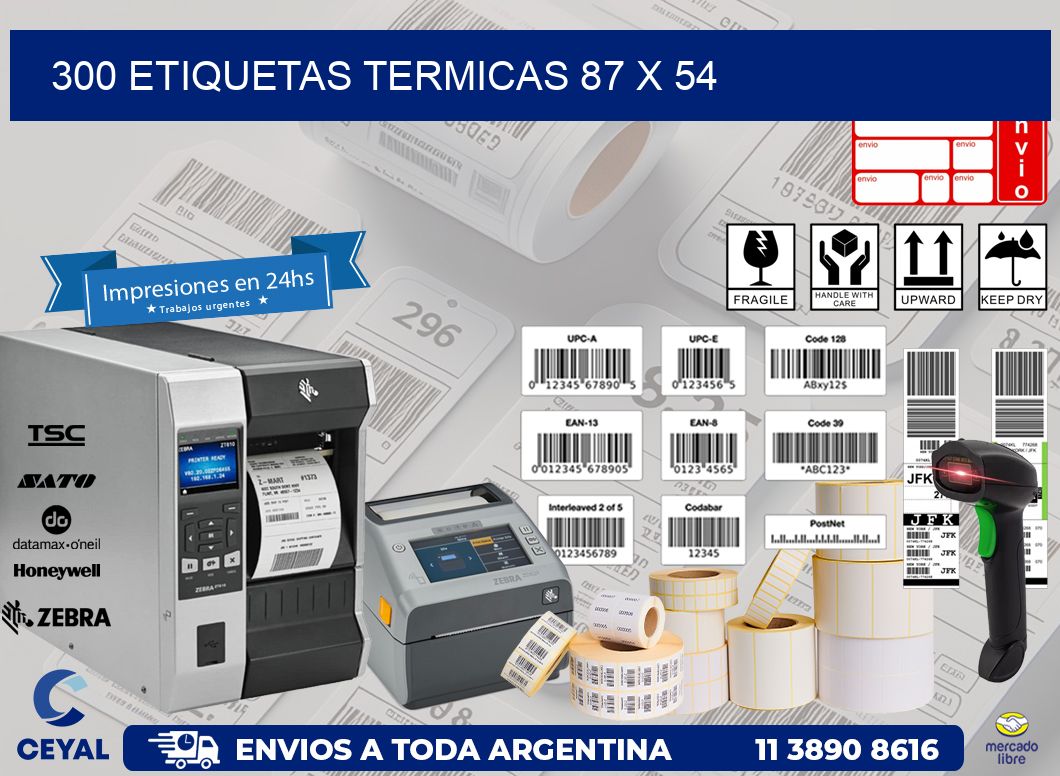 300 ETIQUETAS TERMICAS 87 x 54