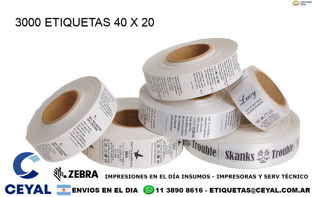 3000 ETIQUETAS 40 x 20