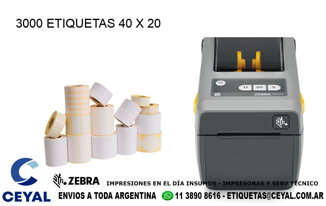 3000 ETIQUETAS 40 x 20