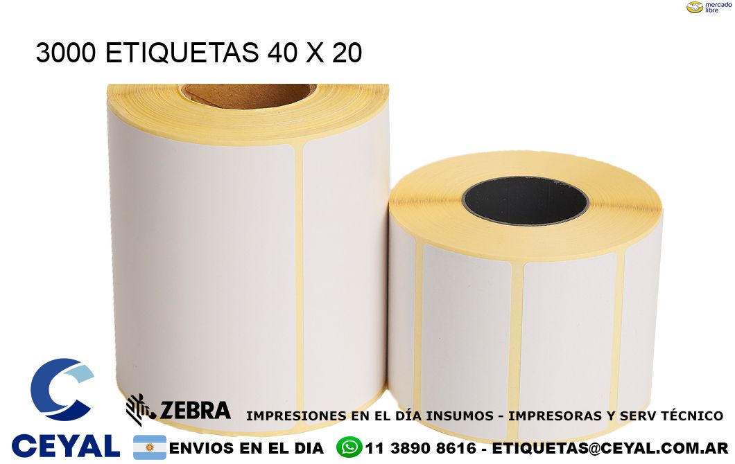 3000 ETIQUETAS 40 x 20