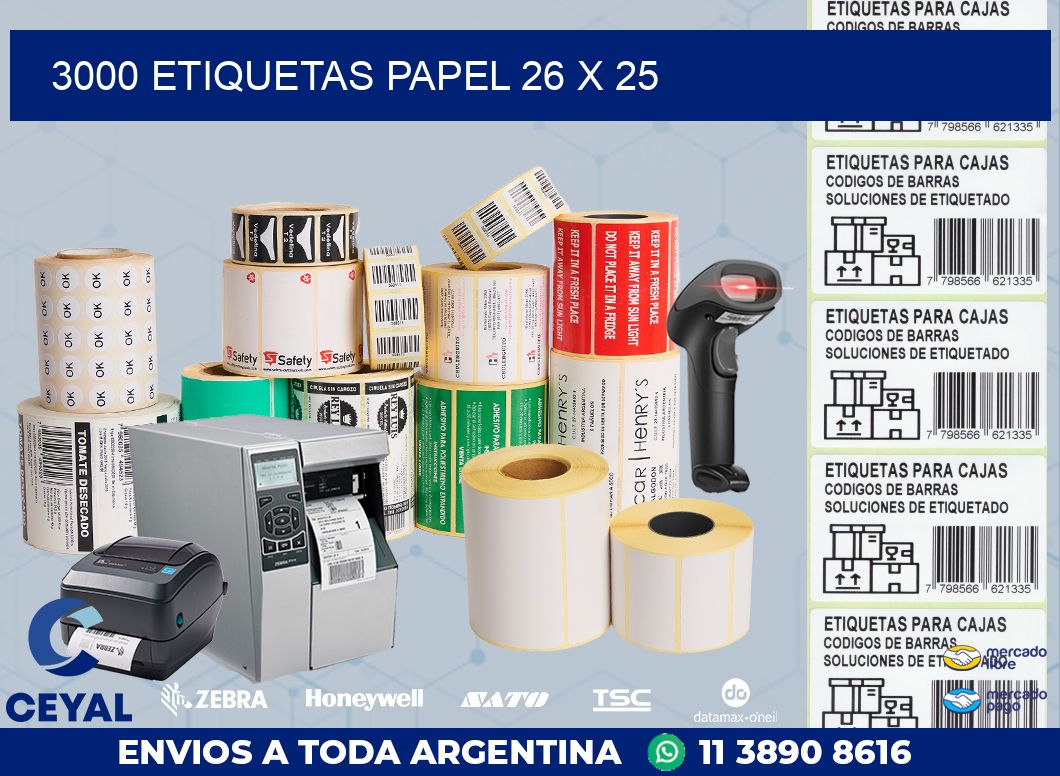 3000 ETIQUETAS PAPEL 26 x 25