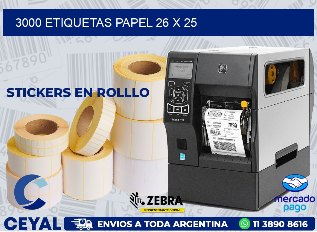 3000 ETIQUETAS PAPEL 26 x 25