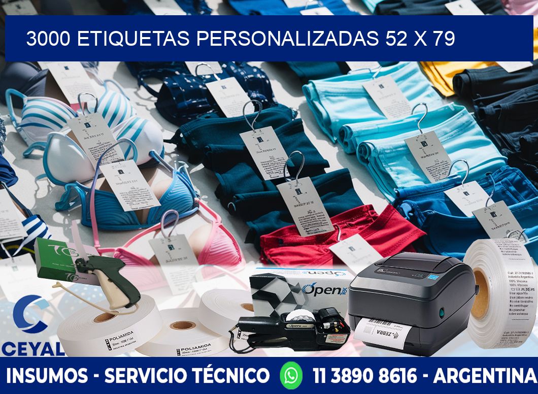 3000 ETIQUETAS PERSONALIZADAS 52 x 79