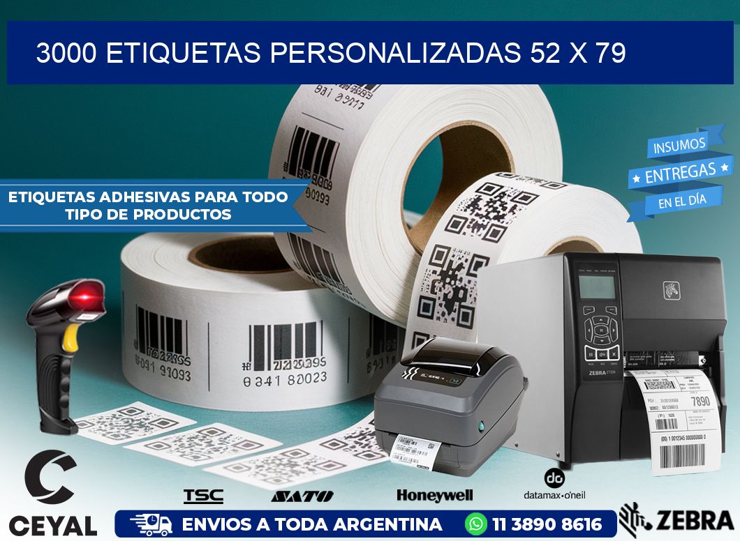 3000 ETIQUETAS PERSONALIZADAS 52 x 79
