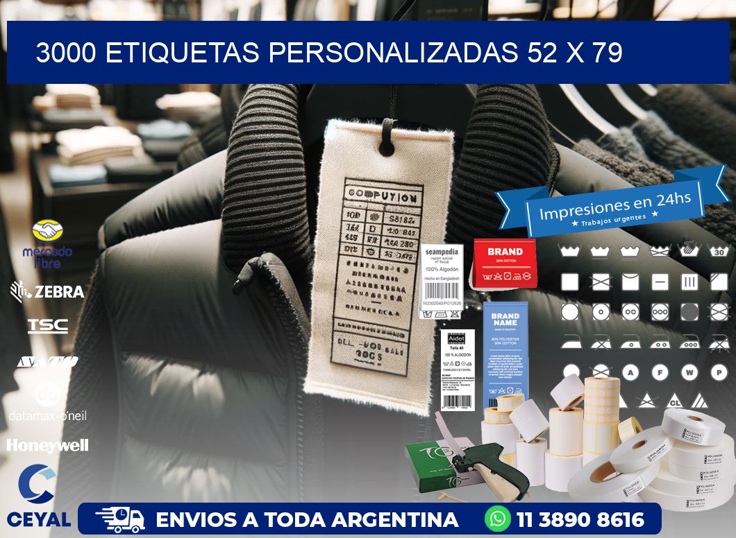 3000 ETIQUETAS PERSONALIZADAS 52 x 79