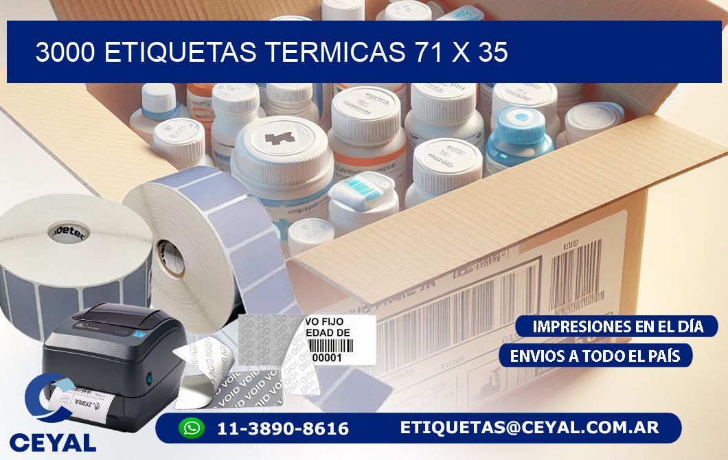 3000 ETIQUETAS TERMICAS 71 x 35