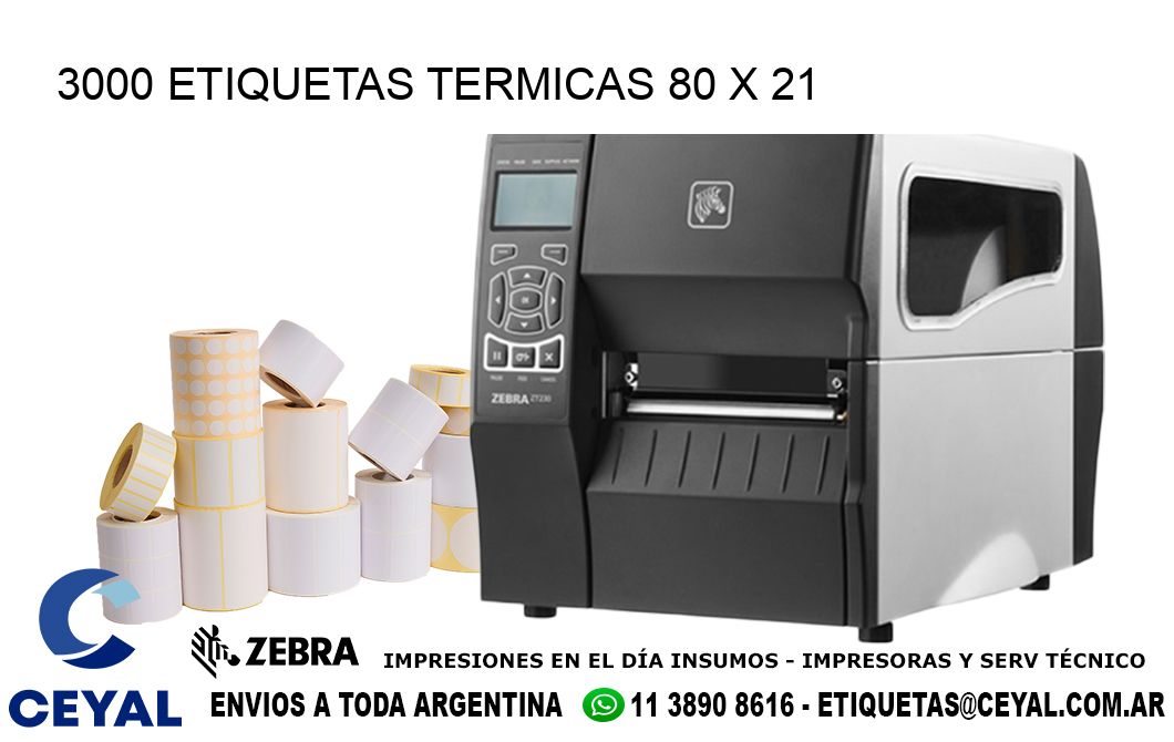 3000 ETIQUETAS TERMICAS 80 x 21