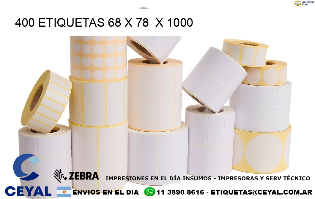 400 ETIQUETAS 68 x 78  x 1000
