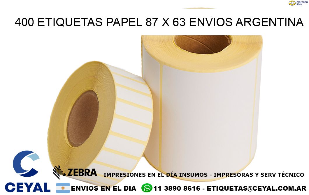 400 ETIQUETAS PAPEL 87 x 63 ENVIOS ARGENTINA