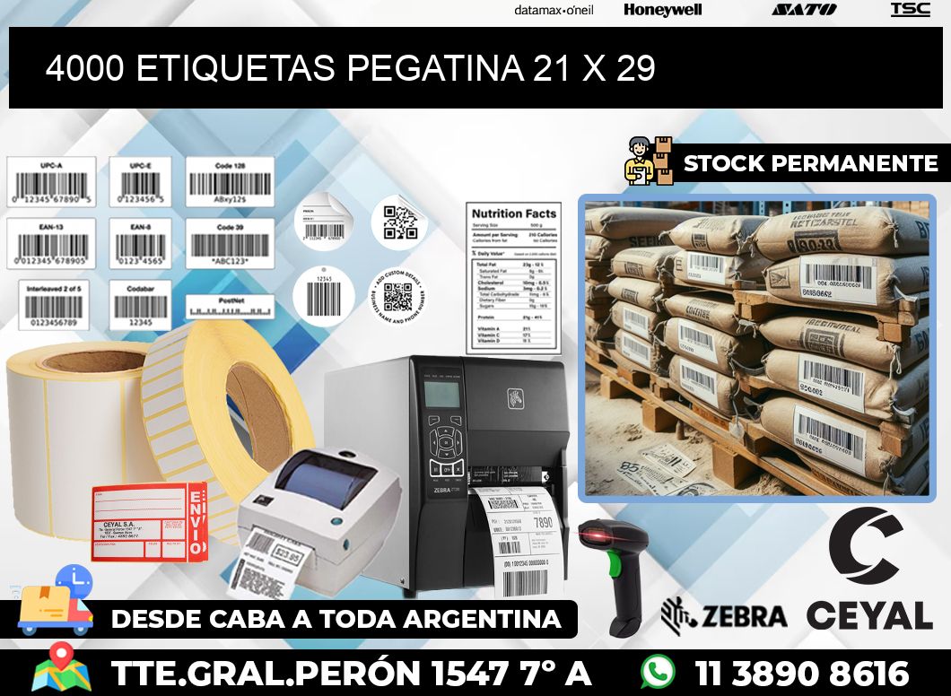 4000 ETIQUETAS PEGATINA 21 x 29