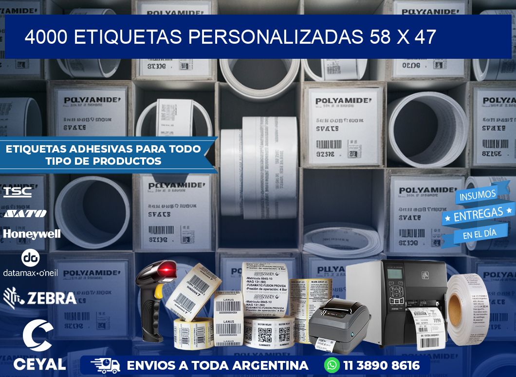 4000 ETIQUETAS PERSONALIZADAS 58 x 47