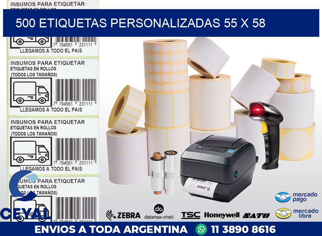 500 ETIQUETAS PERSONALIZADAS 55 x 58