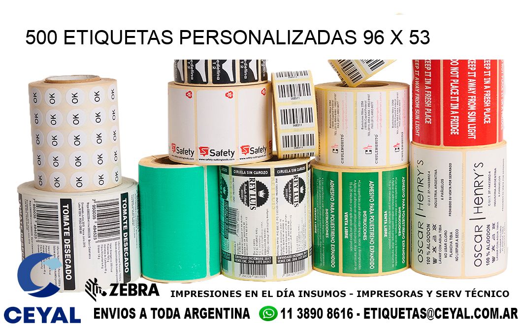 500 ETIQUETAS PERSONALIZADAS 96 x 53