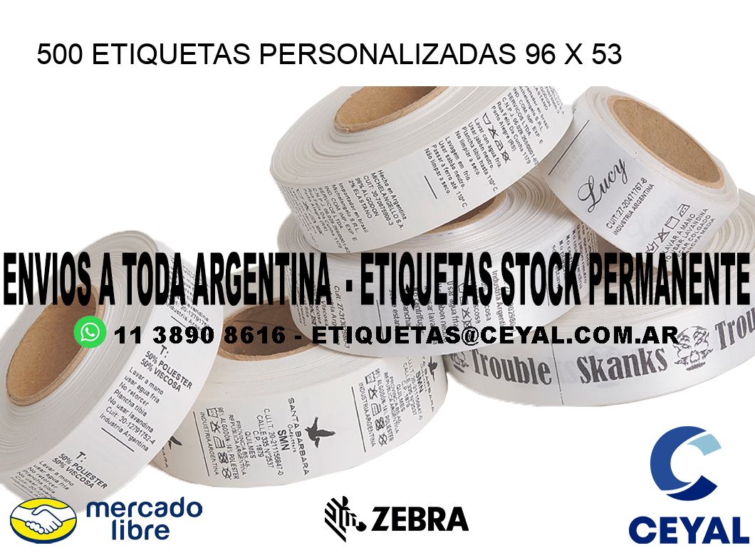 500 ETIQUETAS PERSONALIZADAS 96 x 53
