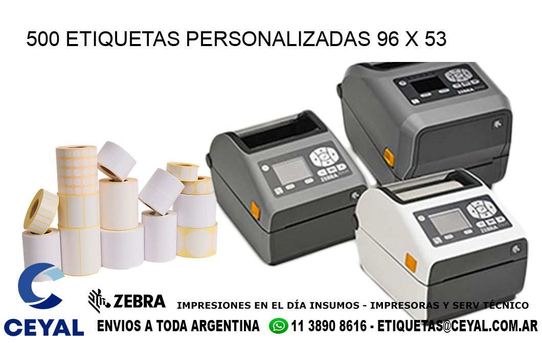 500 ETIQUETAS PERSONALIZADAS 96 x 53