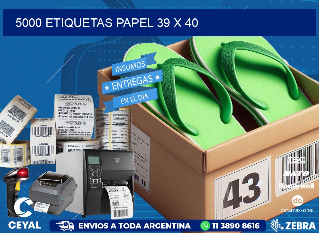 5000 ETIQUETAS PAPEL 39 x 40