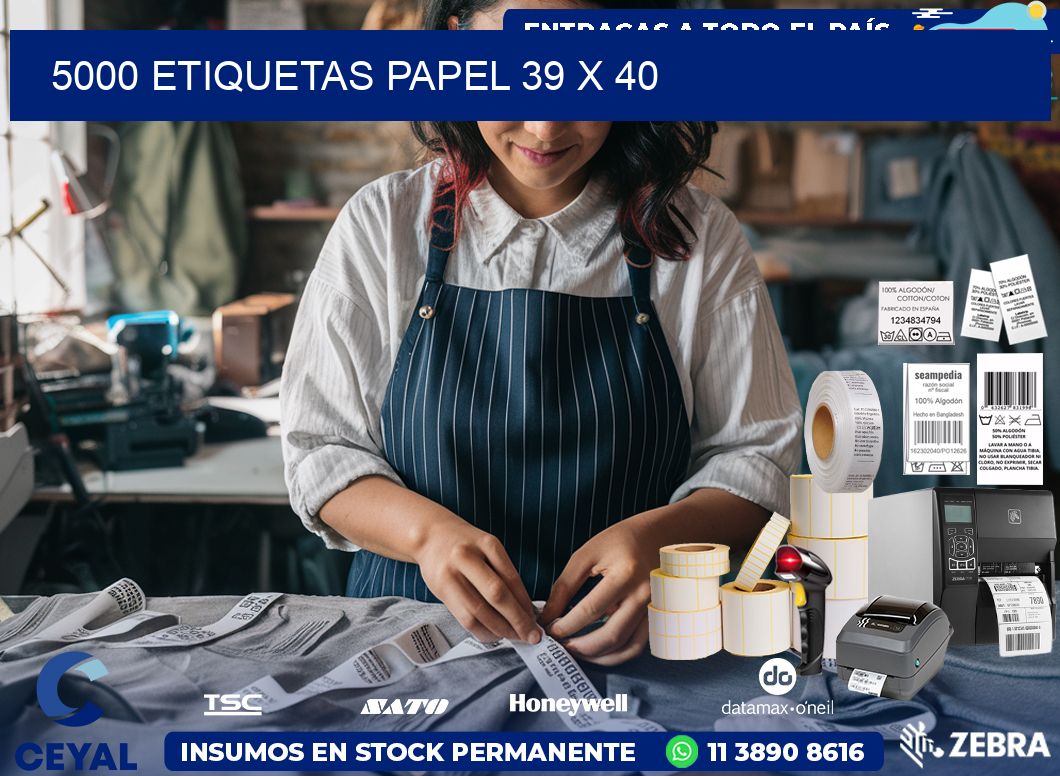 5000 ETIQUETAS PAPEL 39 x 40