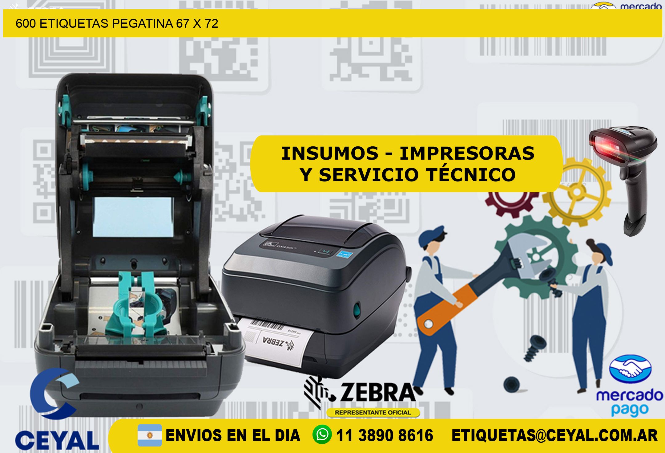 600 ETIQUETAS PEGATINA 67 x 72