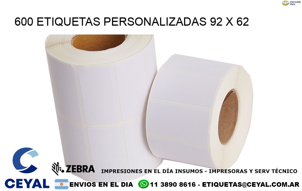 600 ETIQUETAS PERSONALIZADAS 92 x 62
