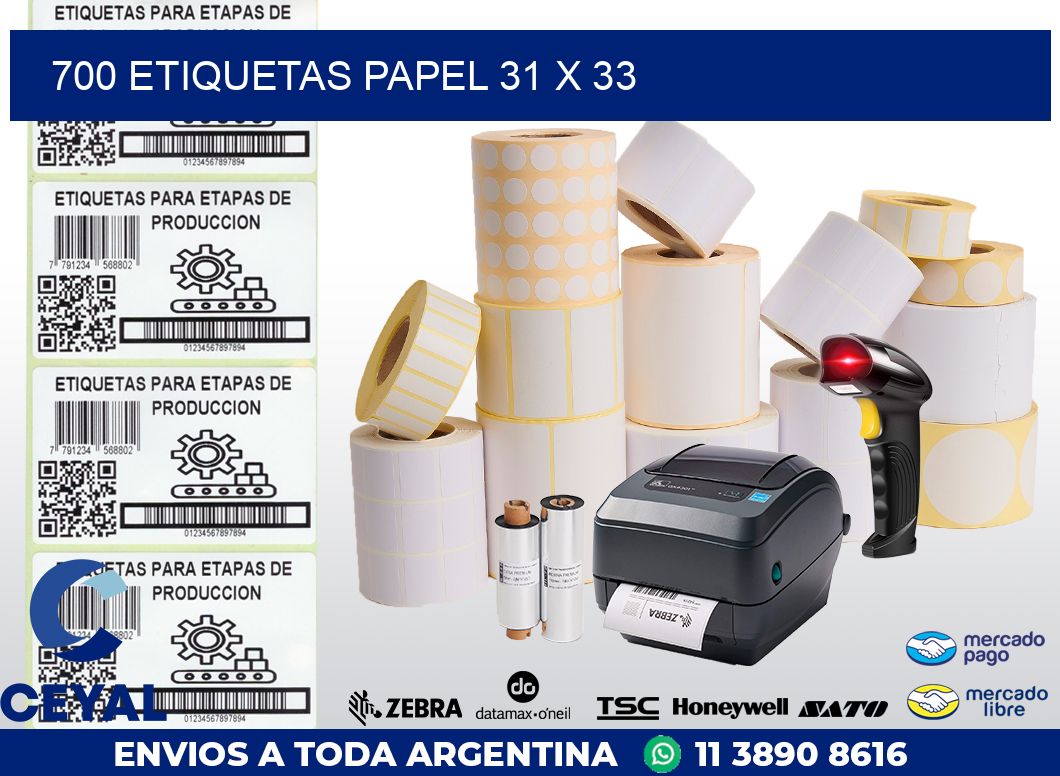 700 ETIQUETAS PAPEL 31 x 33