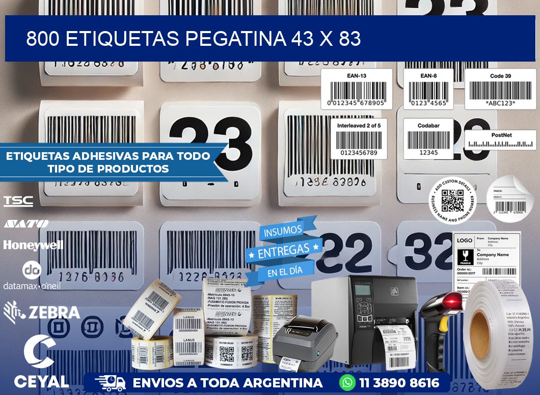 800 ETIQUETAS PEGATINA 43 x 83