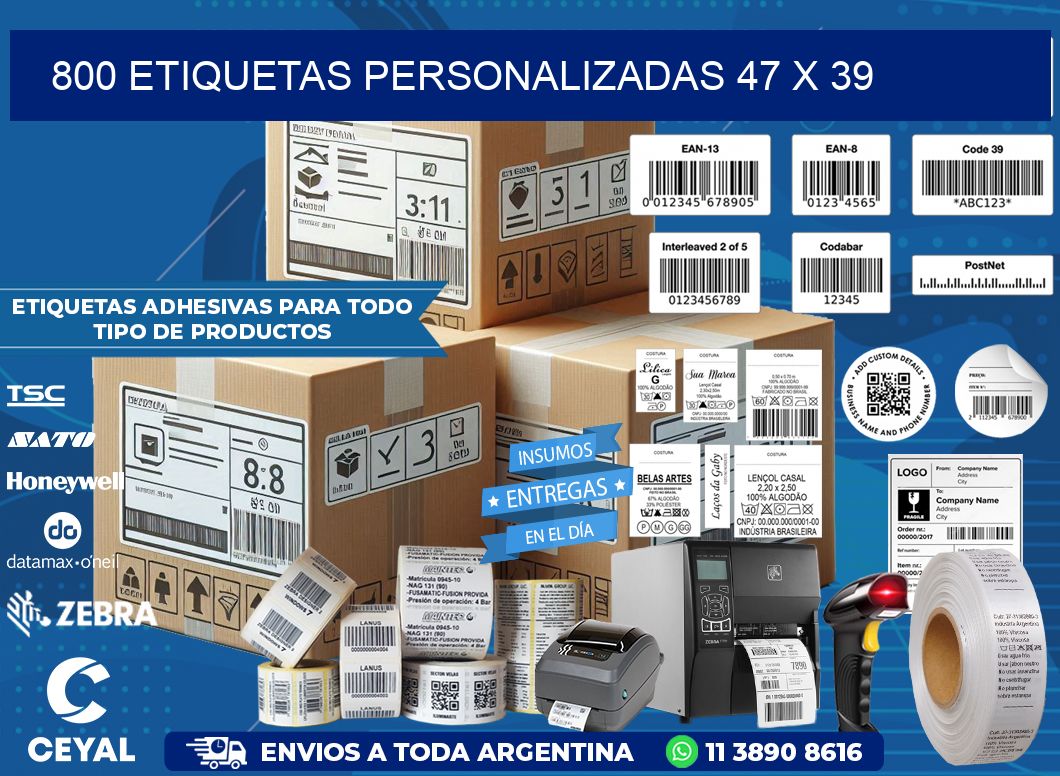 800 ETIQUETAS PERSONALIZADAS 47 x 39