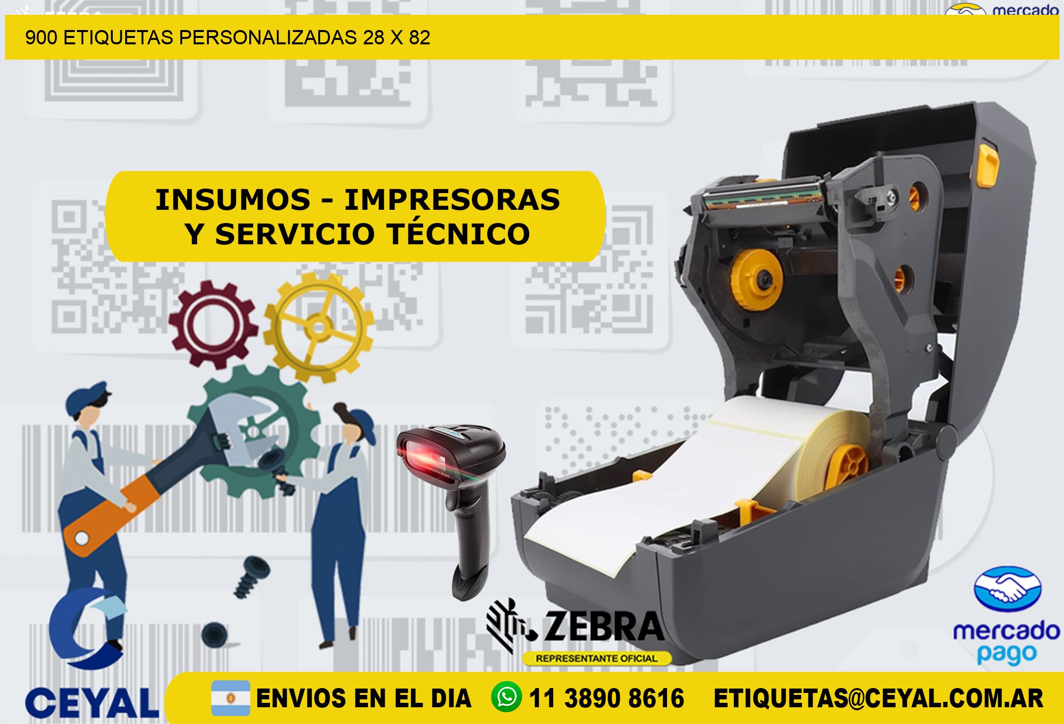 900 ETIQUETAS PERSONALIZADAS 28 x 82