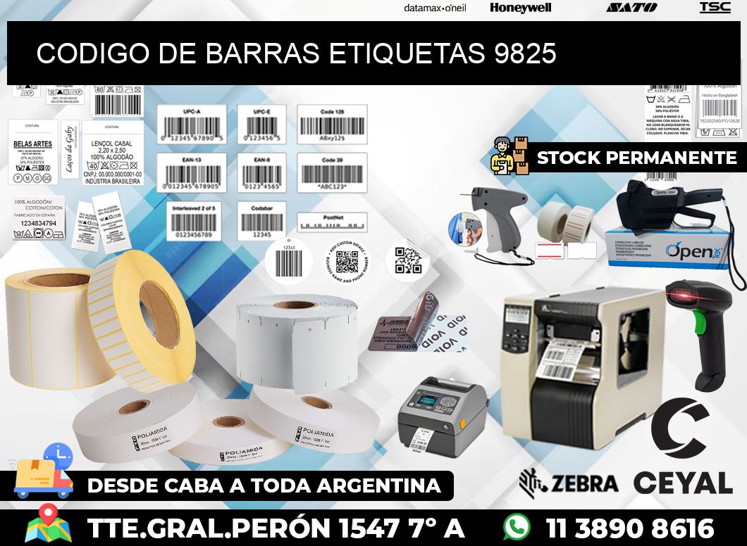 CODIGO DE BARRAS ETIQUETAS 9825